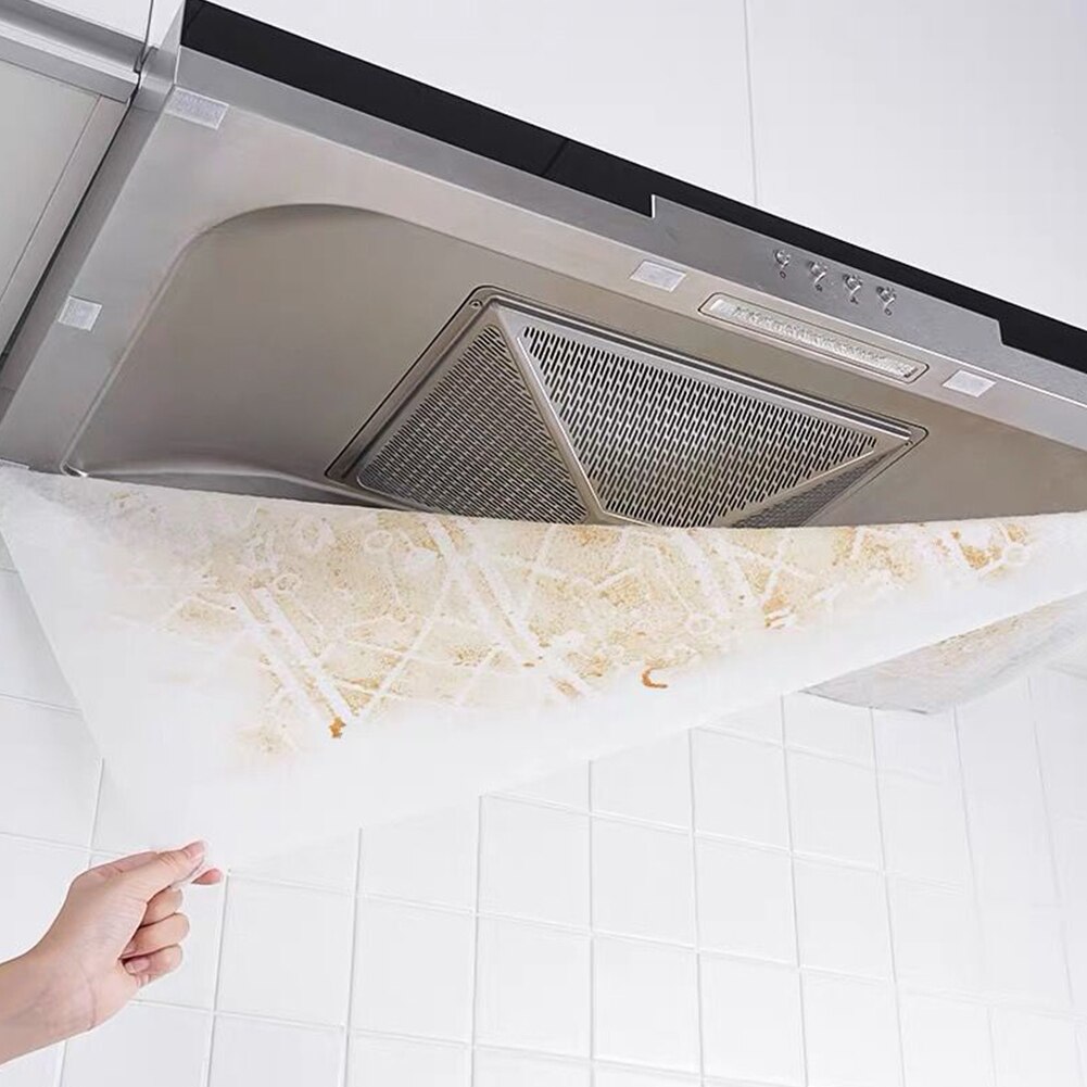 Papier absorbant l'huile, 2 pièces, autocollant anti-fumée, outil de nettoyage, filtre de hotte de cuisinière, installation facile, tissus Non tissés ignifuges