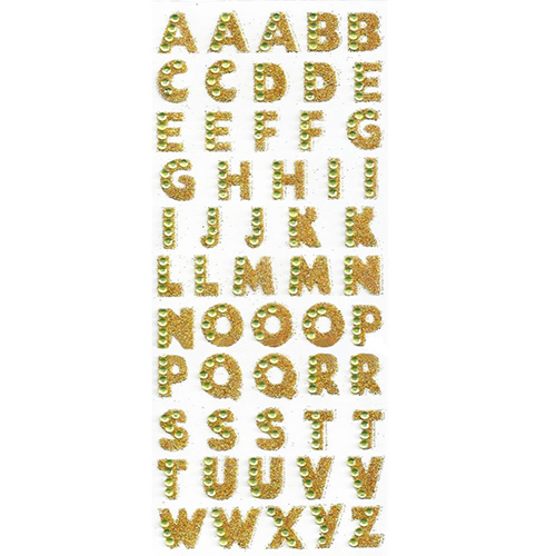 1 ark akryl glitter alfabet brev klistermærker selvklæbende abc az ord stick på scrapbooking & stempling klistermærker diy værktøj: Gul