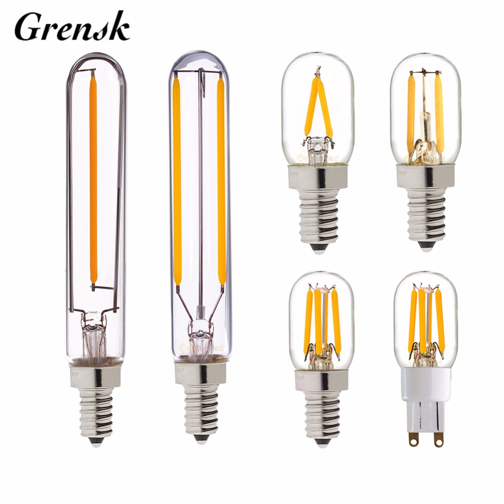 Grensk  t20 led glødetrådspære  g9 led 1w 2w e12 e14 110v 220v varm 2200k varm hvid 2700k dæmpbare lysekrone led vintage lys
