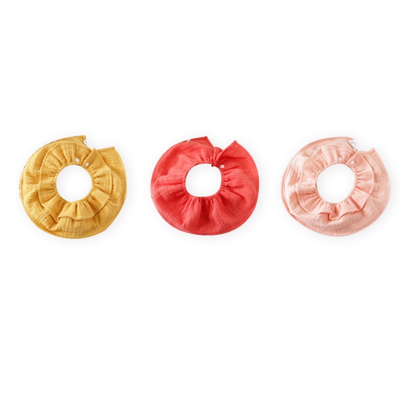 3 Pcs Slabbers Puur Katoen 360 Graden Burp Doeken Zachte Ademend Bandana Slabbetjes Voor Jongens Meisjes Mode Kraag Leuke sjaal Voor Kinderen: Yellow Red Pink 3