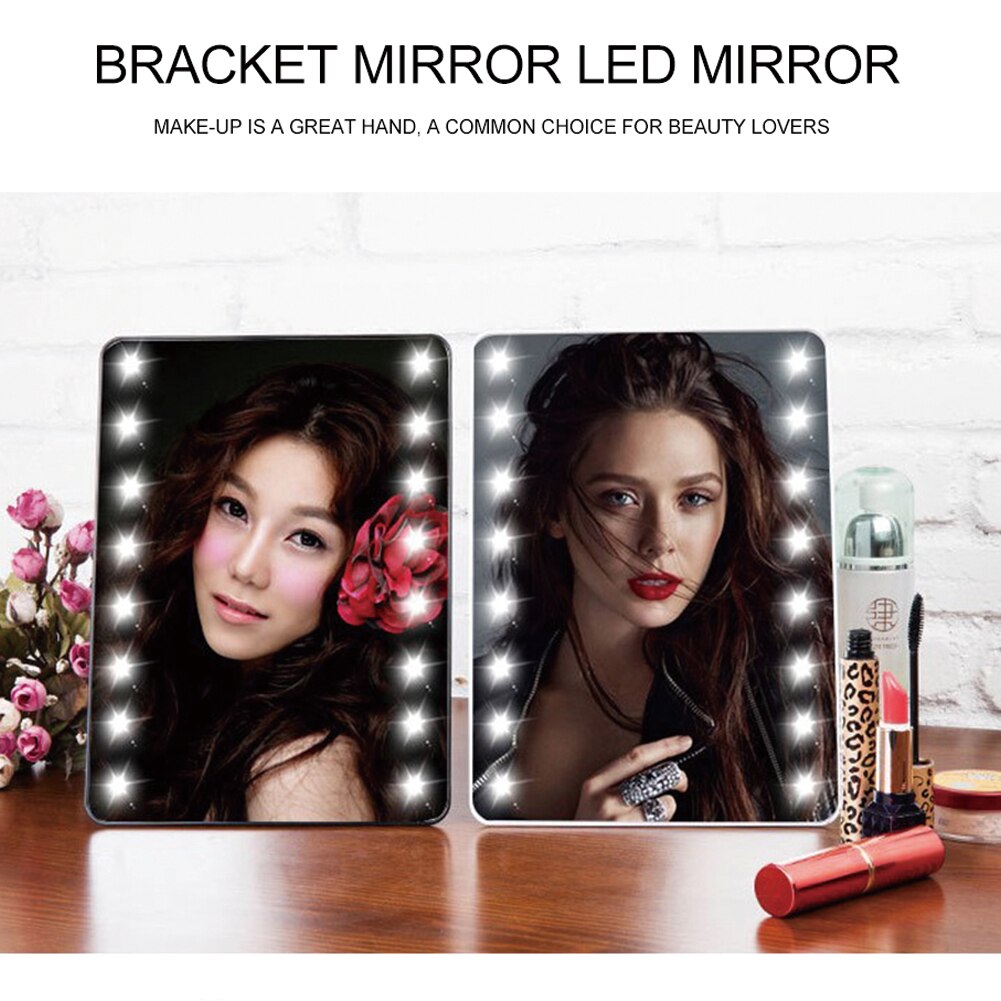 SDOJYKZ Makeup Mirror with 16 LEDs Cosmetic Mirror Switch Battery Operated Stand for Tabletop Bathroom Bedroom Travel