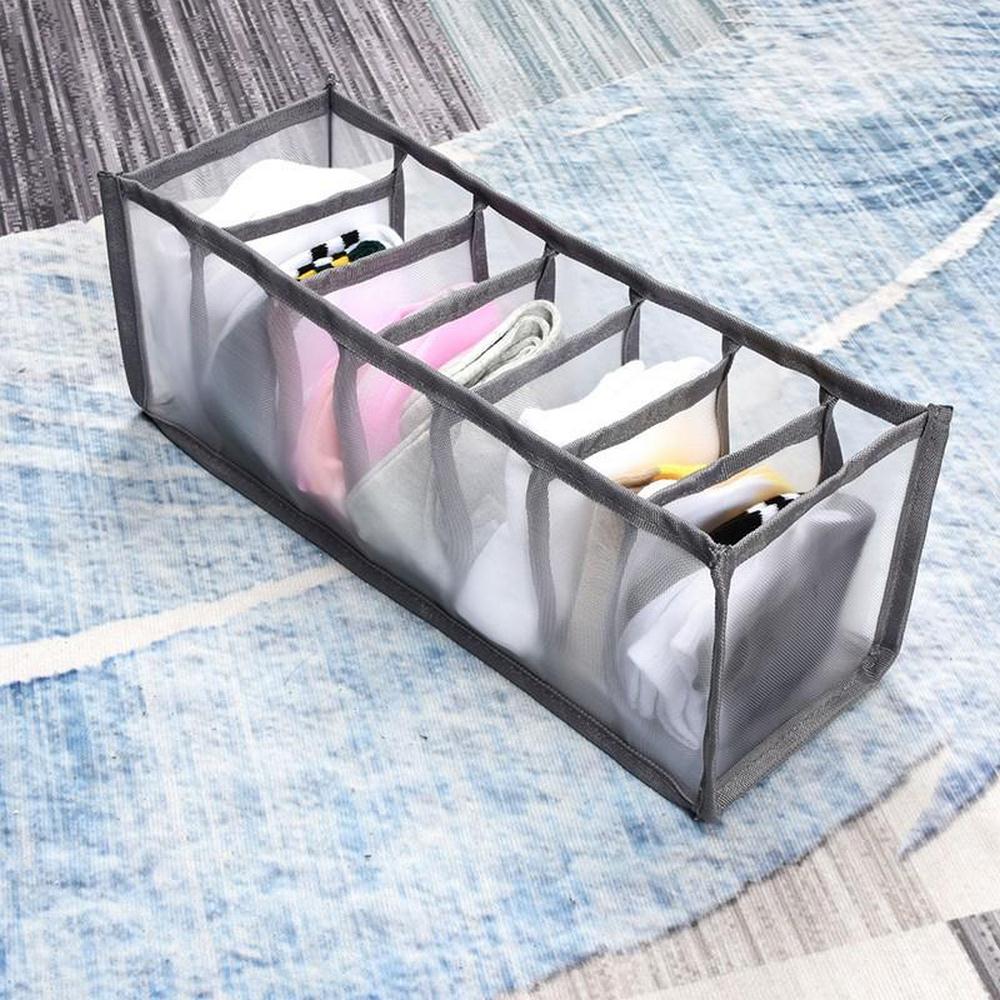 6/7/11 Foldable Storage Box Wardrobe Drawer Organize Collapsible Underwear Storage Box Compartment Storage Box Household Storage: Gray 7 grid