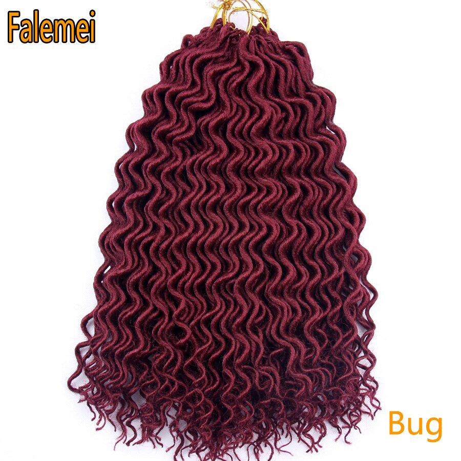FALEMEI de Locs Crochet Pelo Rizado 18 pulgadas 60g de pelo sintético extensiones de ganchillo trenzado cabello bohemio cerraduras trenzas de Crochet