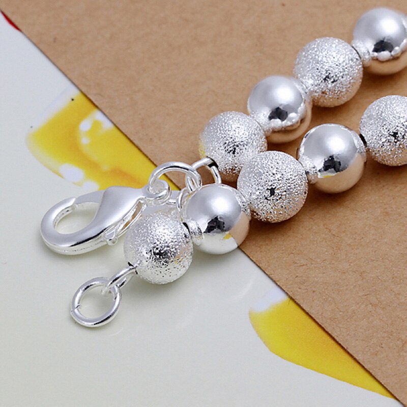 Wedding Engagement Jewelry Set 925 Silver Jewelry Scrub&Smooth Beads Balls Bracelet Necklace Women Party Jewelry Sets