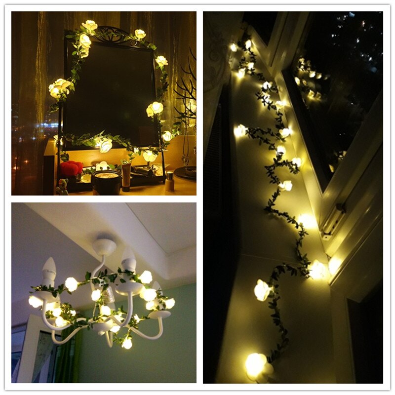 20/40led Rose Flower Led Fairy String Lights USB Battery Powered Wedding Christmas Lights Garland Decorations for Home Outdoor