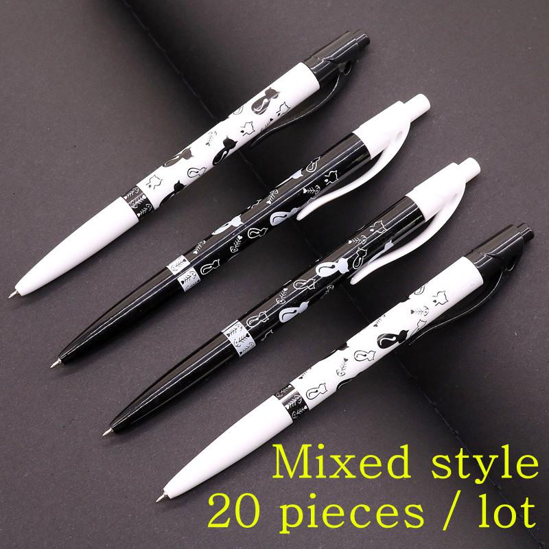 20 teile/los Blau Refill 0,7mm Kugelschreiber Schwarz Und Weiß Gedruckt Katze Muster Schreiben Stift Student Schreibwaren: Default Title