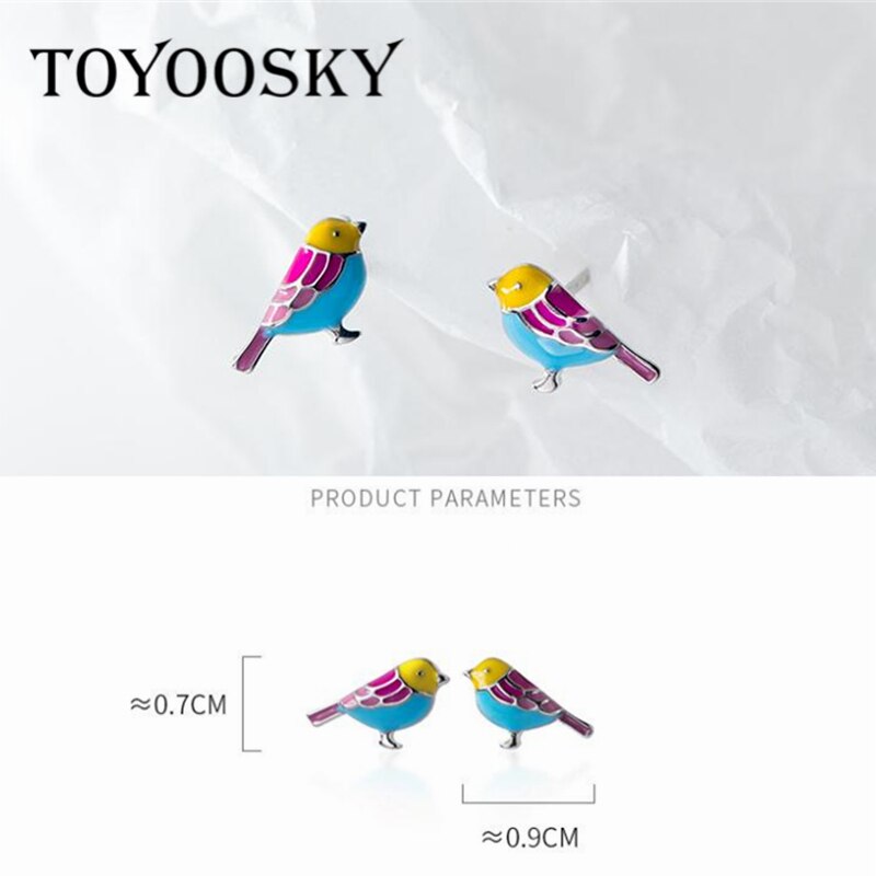 Toyoosky 100% 925 Sterling Zilver Matte Little Bird Stud Oorbellen Voor Vrouwen Voorkomen Allergie Meisje Mode-sieraden