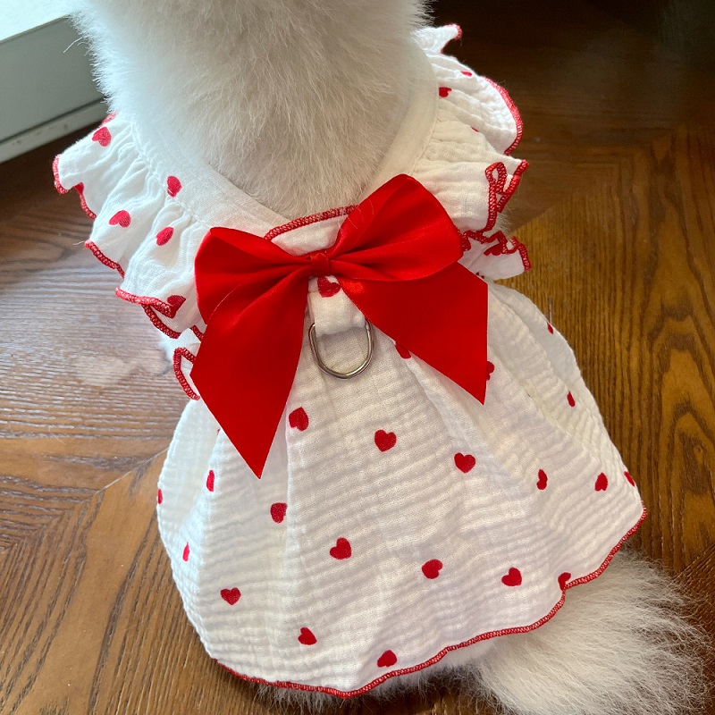 Robe rafraîchissante d'été pour chien, vêtements pour chiens, imprimé cœur, jupe pour animaux de compagnie, chaton, chiot, Chihuahua, Bichon, Yorkie, gilet pour chien pour filles: XXL / WHITE