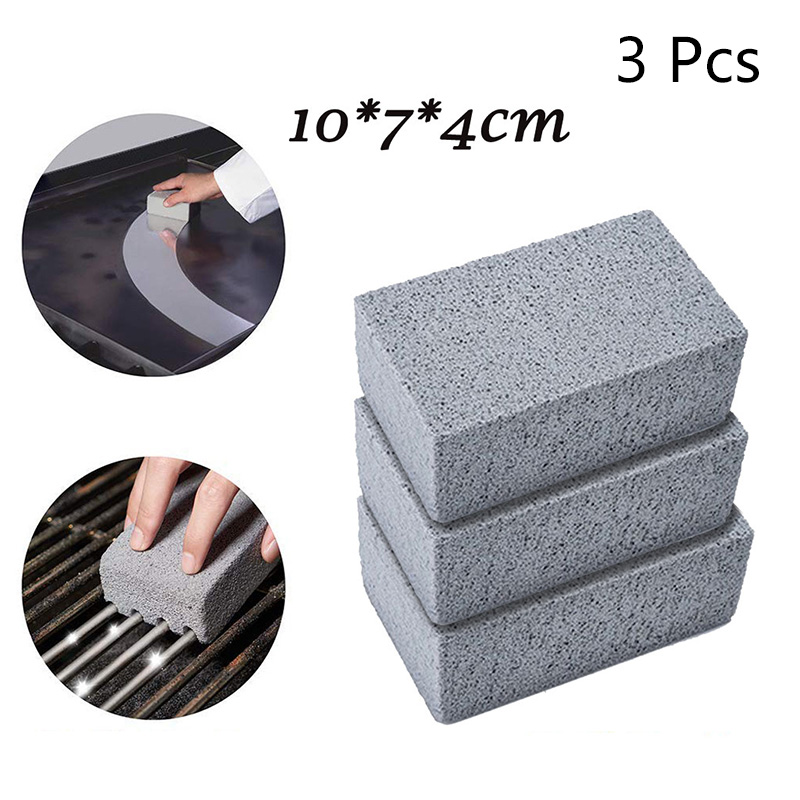 DEOUNY 2/3/4/5 Pcs BBQ Grill Cleaning Brick Block Barbecue Racks Stains Grease Cleaner BBQ Cleaning Stone Tools Kitchen Gadgets: 3 Pcs