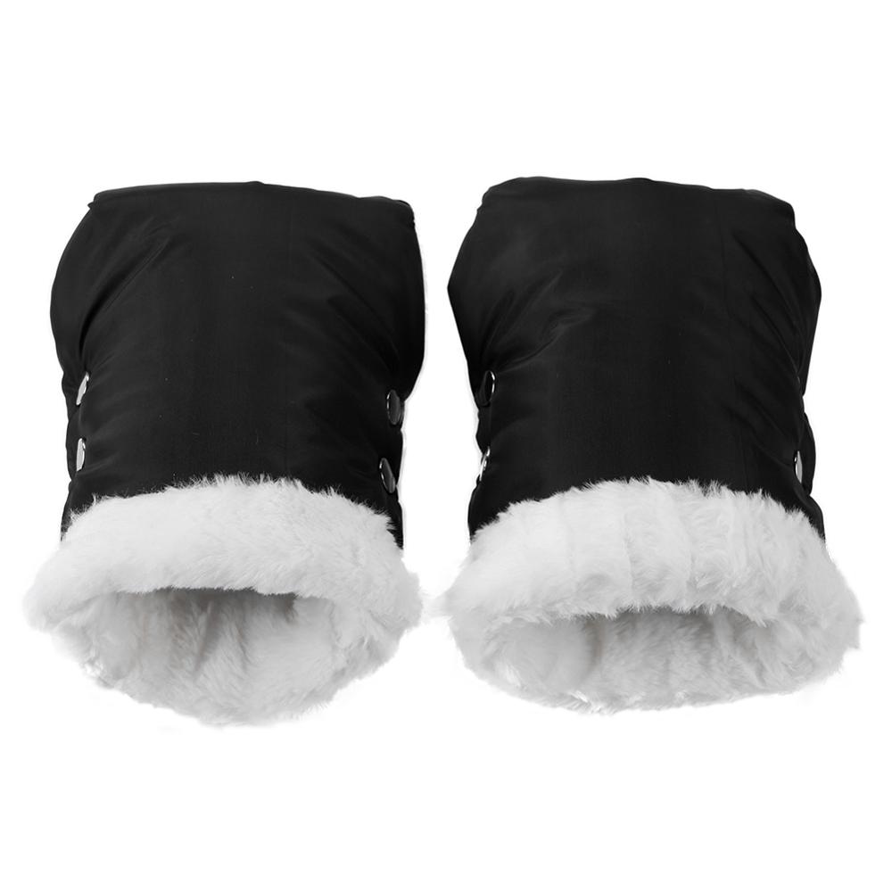 Landau poussette gants fourrure polaire landau main Portable confortable imperméable Muff bébé poussette: Black