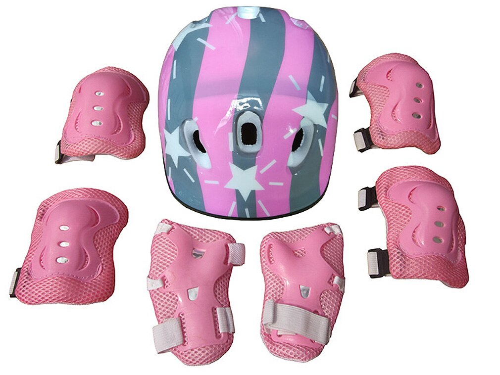 7 Stks/set Kids Rolschaatsen Fiets Helm Knie Pols Guard Elleboog Pad Set Voor Kinderen Fietsen Sport Beschermende Guard Gear set: F