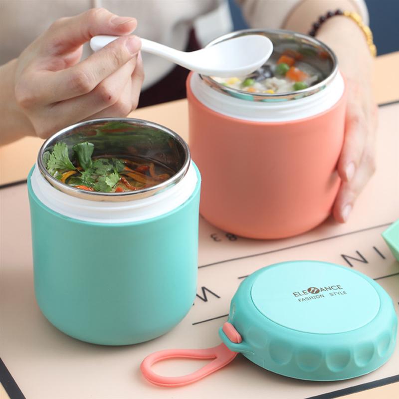 Stainless Steel Insulated Lunch Box Soup Holder Portable Food Container For Picnic School Office Hand-Held Soup Cup Thermos