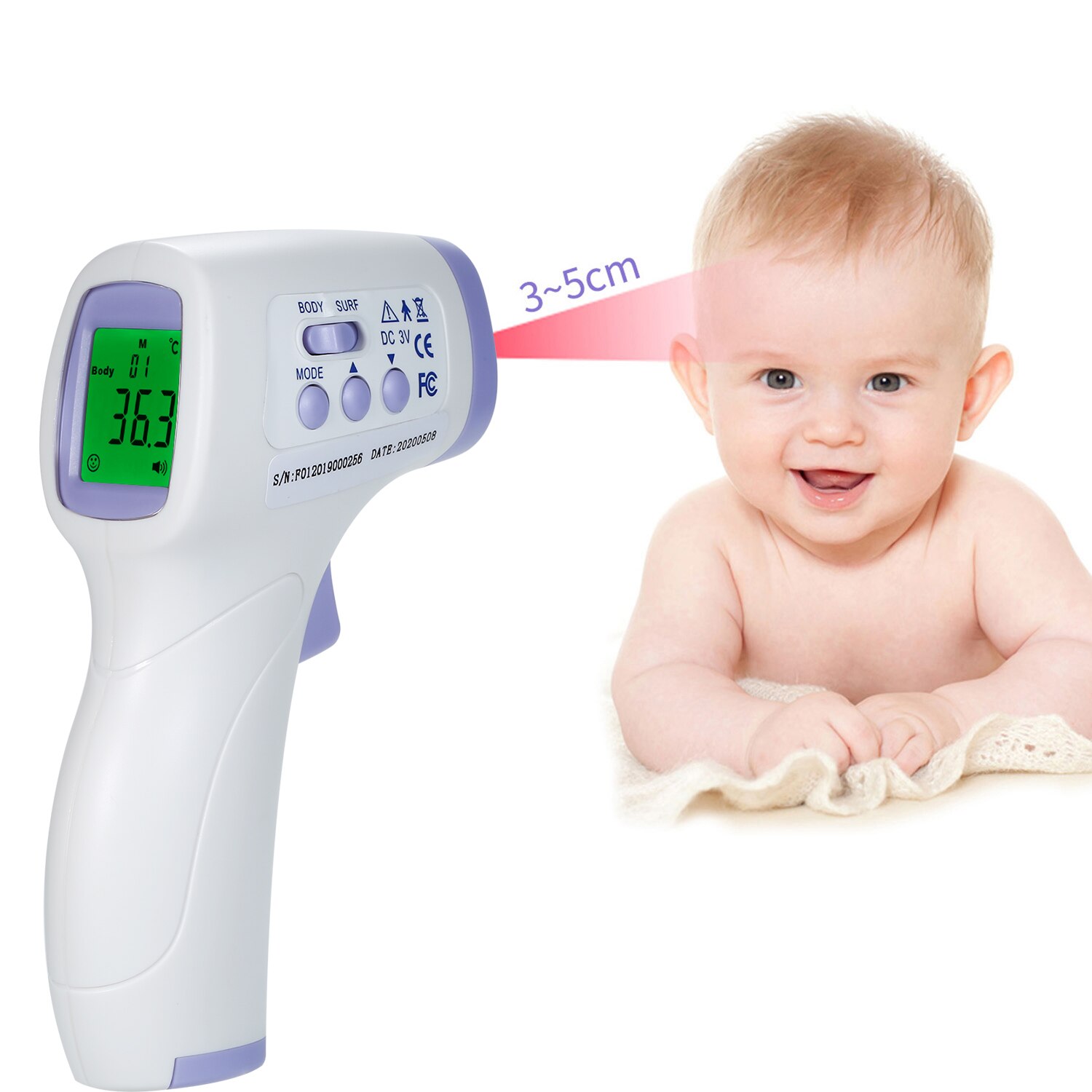 Digital Forehead Thermometer Infrared Non-contact Thermometer Body Gauge High Sensitivity Temperature for Baby with Fever Alarm