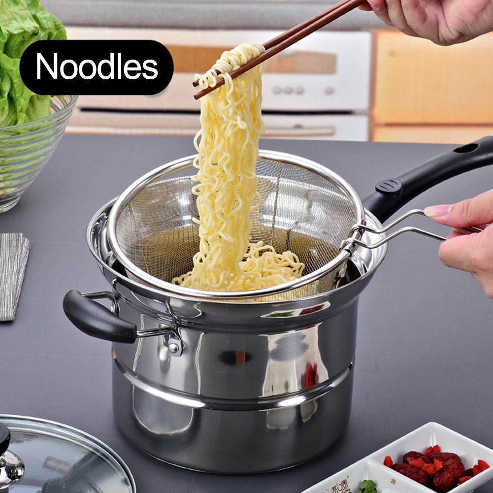 Stainless Steel Pasta Pot Cooking Noodle Pot Multi-purpose Soup Pan Steamer Fryer Pasta Home Induction Cooker