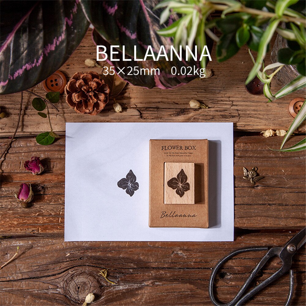 Sellos Vintage de plantas y flores para manualidades, sellos de madera para álbum de recortes, postales, tarjetas de diario, decoración, papelería Kawaii, 1 unidad: Bellaann
