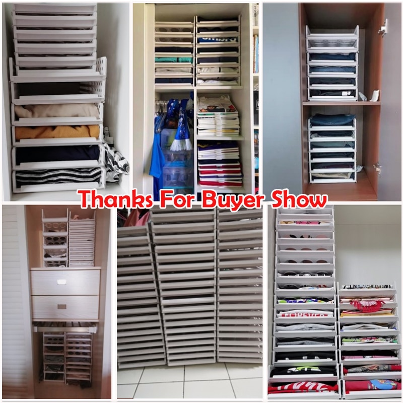Layered Wardrobe Partition Storage Rack Drawer Foldable Cabinet Stackable Closet Organizer Interspace Shelf Clothes Organizer
