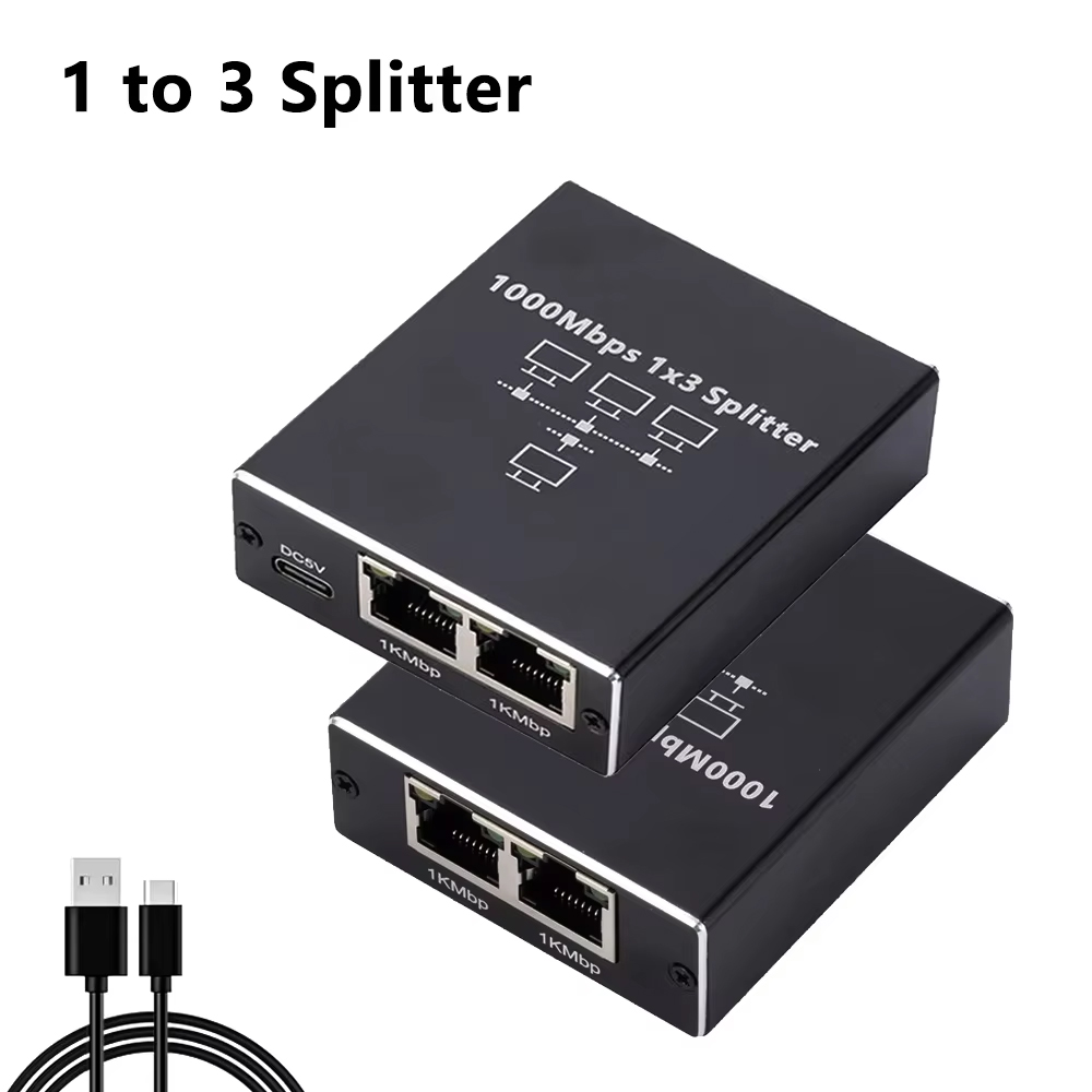 Kebidumei Gigabit Ethernet Splitter 1 a 2/3/4, 1000Mbps RJ45 LAN Internet Splitter para Hub/Switch/Router/Set-Top Box/TV Digital
