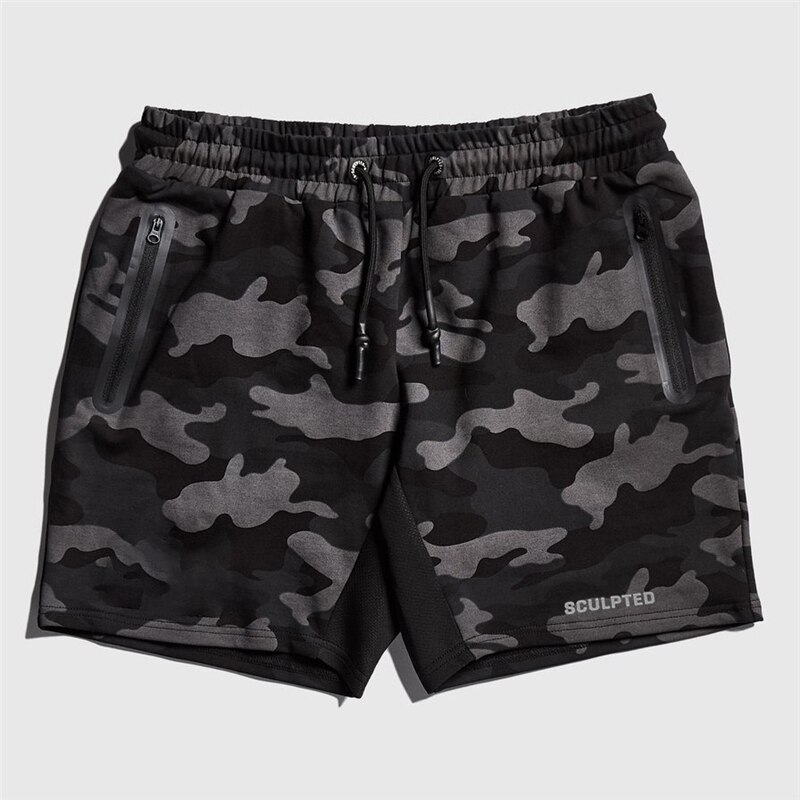 Short de Camouflage noir avec poches et fermeture éclair pour hommes, vêtement de Sport décontracté, Style d&#39;été, pour la plage, 2022