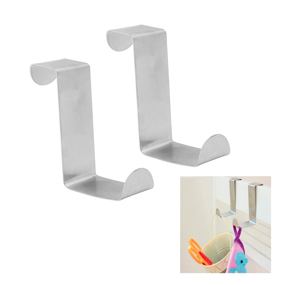 Gancho de almacenamiento de acero inoxidable para el hogar, colgador de 2 piezas para ducha sobre la puerta, para baño, cocina