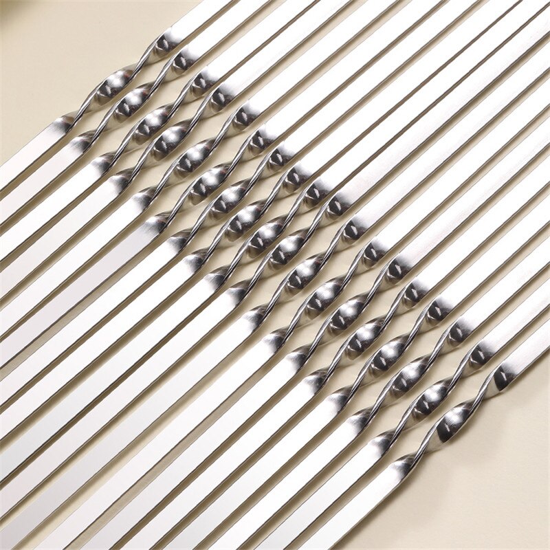 Stainless Steel BBQ Tools Barbecue Skewers Thick Reusable Flat Meat Bbq Needle Stick For Outdoor Camping Picnic Barbeque Tool