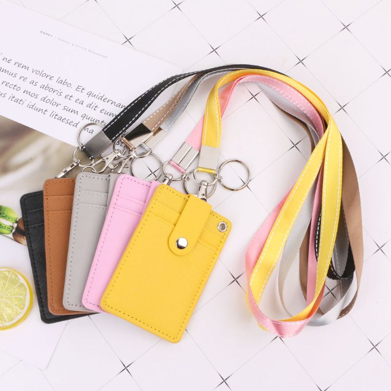 THINKTHENDO Office Work School ID Card Badge Holder with Keyring Rope Layards Neck Strap Bag Accessories 11x7.2cm