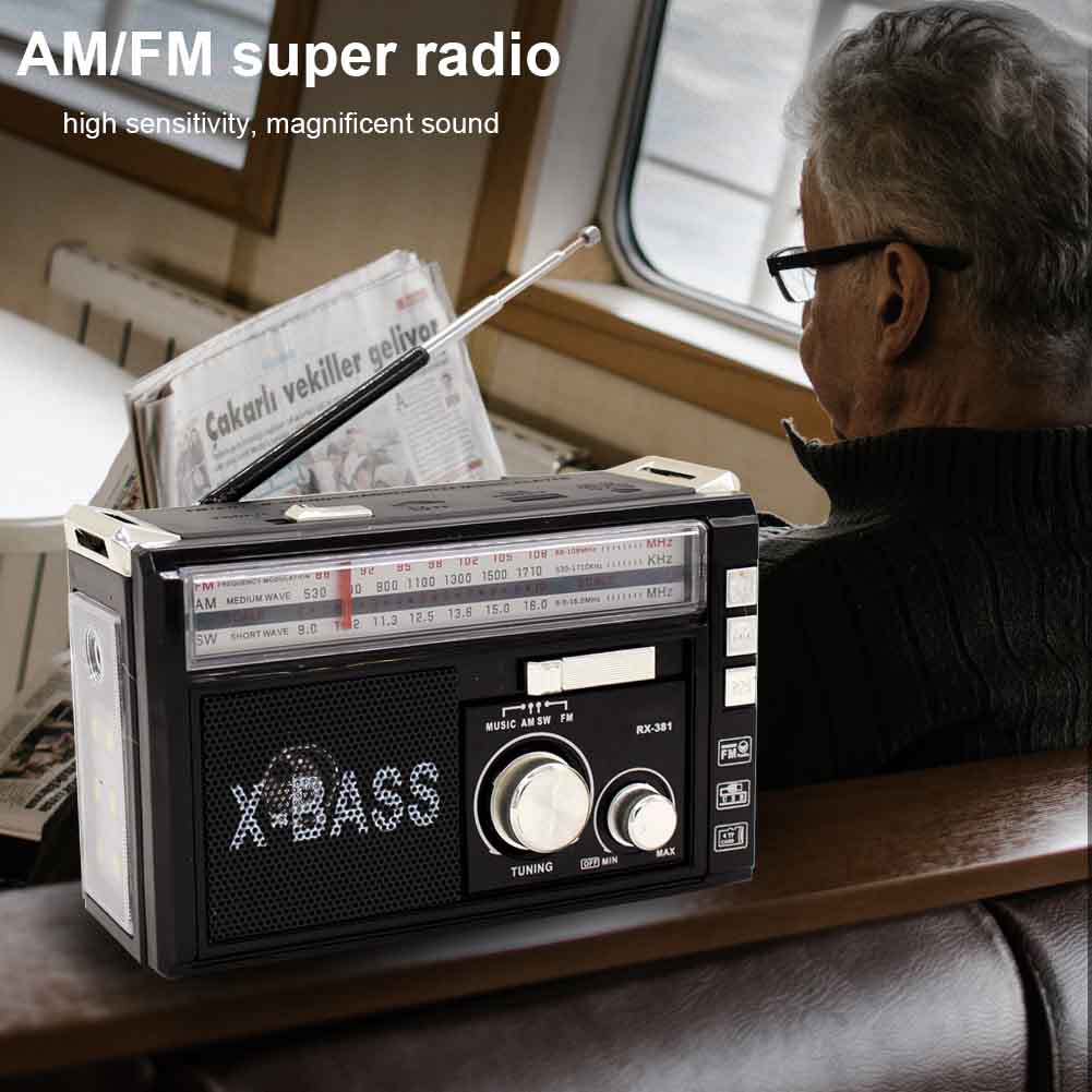 MP3 Player Flashlight Antenna TF USB AM FM SW Led Portable Radio Outdoor Rechargeable Home Retro High Sensitivity