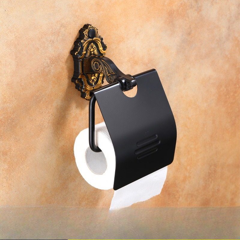 Soporte de papel higiénico montado en la pared Vintage clásico baño antiguo rollo de latón caja de pañuelos accesorios de baño: Borgoña