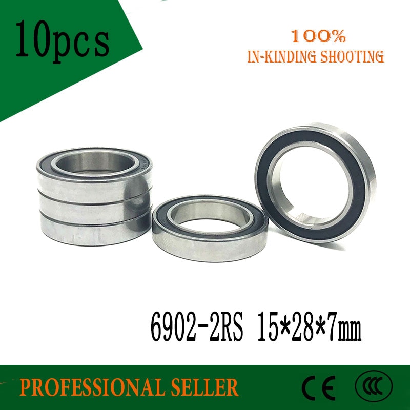 10PCS 6902-2RS 15x28x7MM Metric Thin Section Bearings 61902RS 6902 RS bike hub part