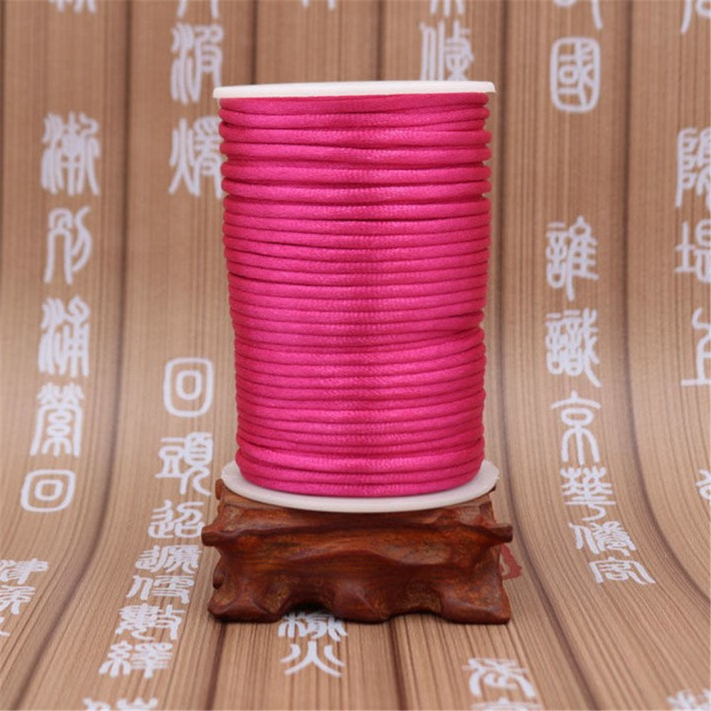 Hilo de cordón satinado de 3mm y 10 yardas, nudo chino, pulsera de macramé, cuerda trenzada, borlas DIY, hilo de cuentas, 35 colores: Caqui