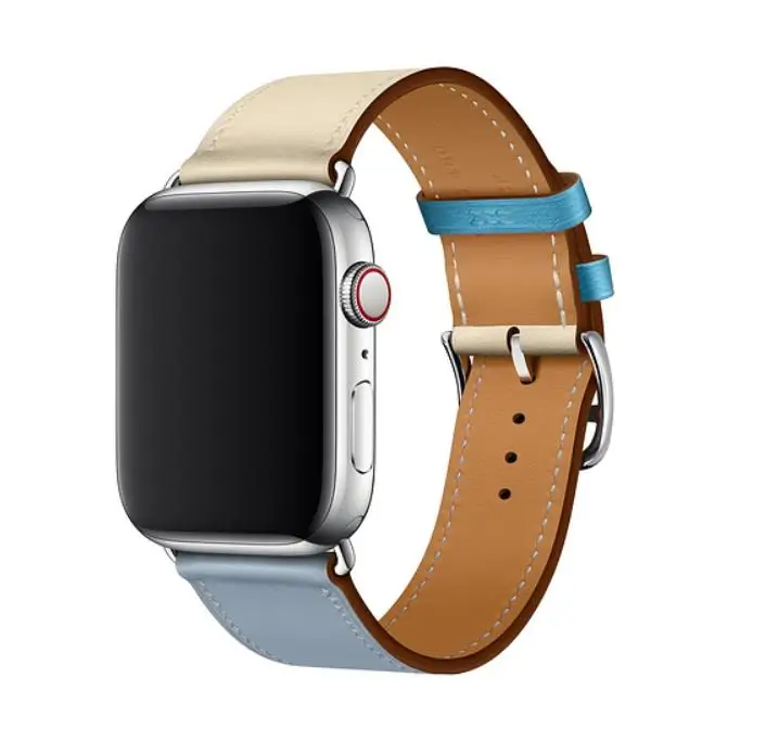 Læderurrem til apple watch-rem serie 9 8 7 6 se 5 4 3 2 1 til iwatch 38mm 42mm håndledsrem til iwatch-rem 44 40 41 45 49mm: Sort grå / 14mm