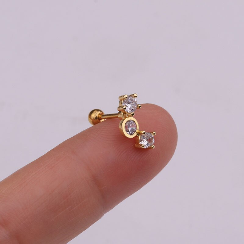 1 Piece Silver Rose Flower Wave Moon CZ Ear Piercing Earrings Studs Women Tragus Helix Cartilage Piercing Jewelry: YLBJ731B-8