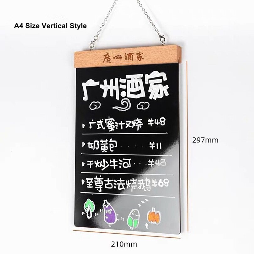 A4 Diy Chalkboard Wooden Door Notice Sign Name Plaque Message Hanging Sign Board: Vertical