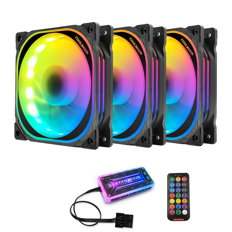 RGB Fan 12cm Computer Silent Multilayer Symphony Color Change LED Chassis Fan Colorful Quiet Cooling Fan With Remote Control