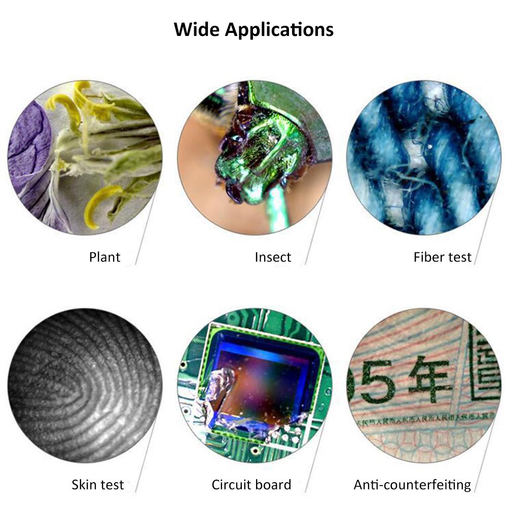 Handheld USB Digital Microscope 500X 1000X 2MP Electronic Endoscope Adjustable 8 LED Magnifier Camera Microscope with Stand