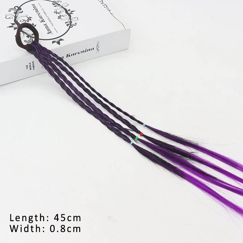 1Pcs Kleurrijke Paardenstaart Haar Ornament Gradiënt Kleur Diy Gevlochten Haar Clips Elastische Haarspelden Haarbanden Mode Haaraccessoires Pruik: dark purple