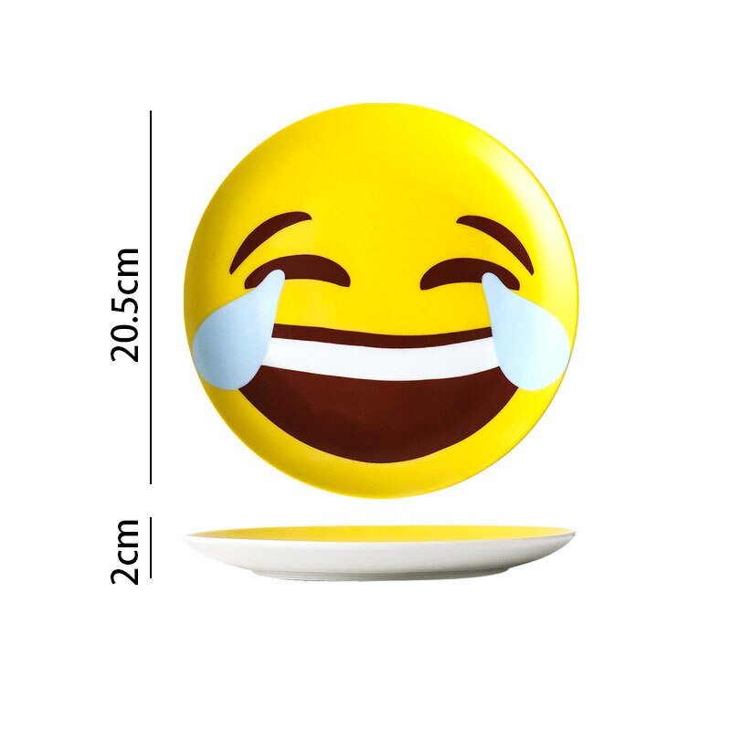 Ceramic Plate Funny Cartoon Emoticons Decorative Fruit Salad Plate Home Living Room Afternoon Tea Dessert Organizer: E