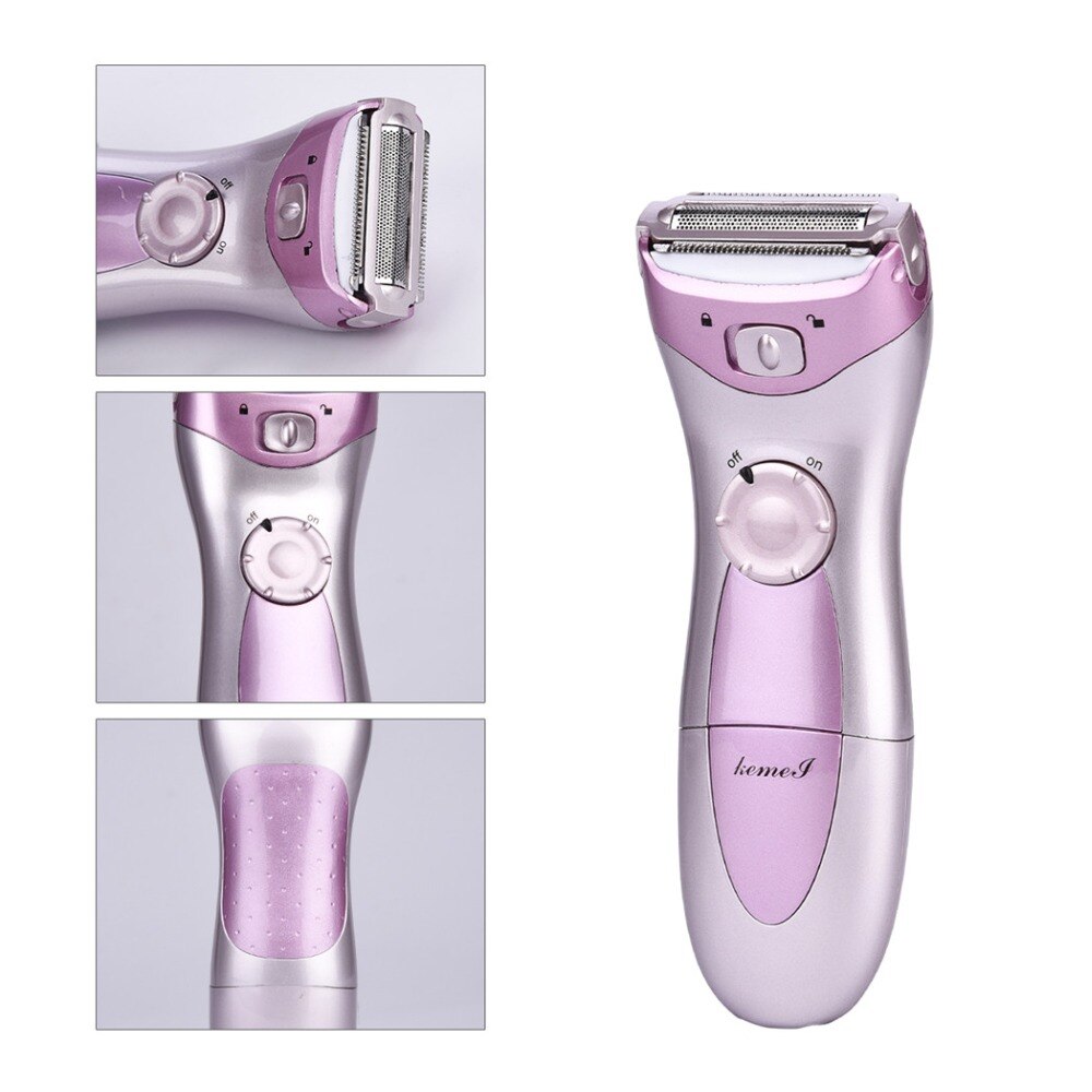 Kemei 110 V-240 V máquina de afeitar recargable lavable mujer señora afeitadora depilación húmeda y seca depiladora impermeable