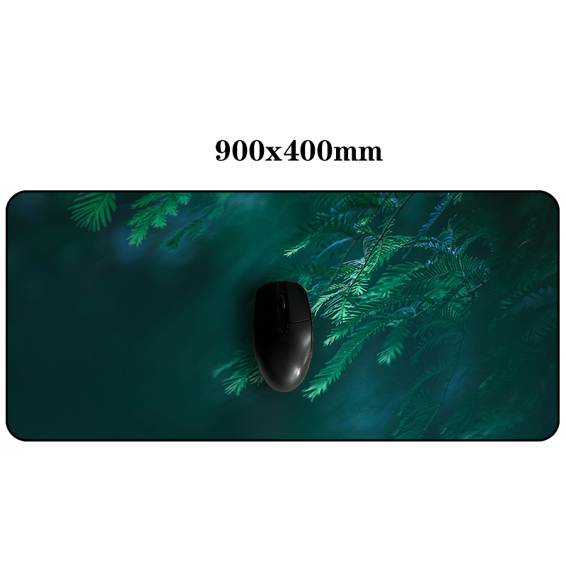 Green Leaf Mouse Pad Gamer HD Printing Desk Mat XXL 900x400 Mousepad Speed Soft Large Grande Keyboard Computer Rubber Carpet