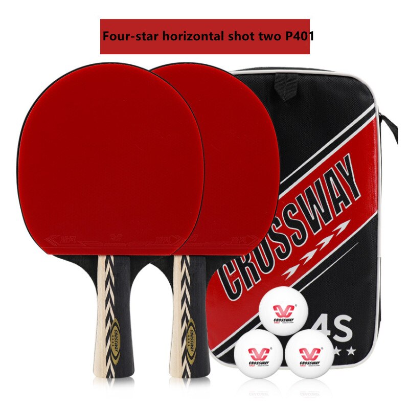 Crossway 4 star table tennis racket 2 sets table tennis rubber pingpong Sports table tennis racket: Horizontal shot-2