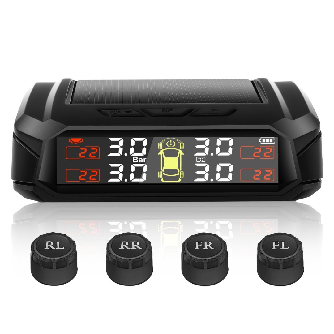 Tire Pressure Monitoring System Solar TPMS Sensors Temperature Warning Car TMPS 4 Wheel External Sensor Automobile Accessories: MULTI