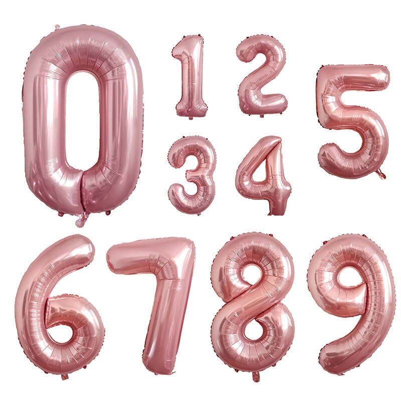 Aluminum film balloon 40 inch large pearl powder number birthday arrangement floating air ball wedding decoration number balloon