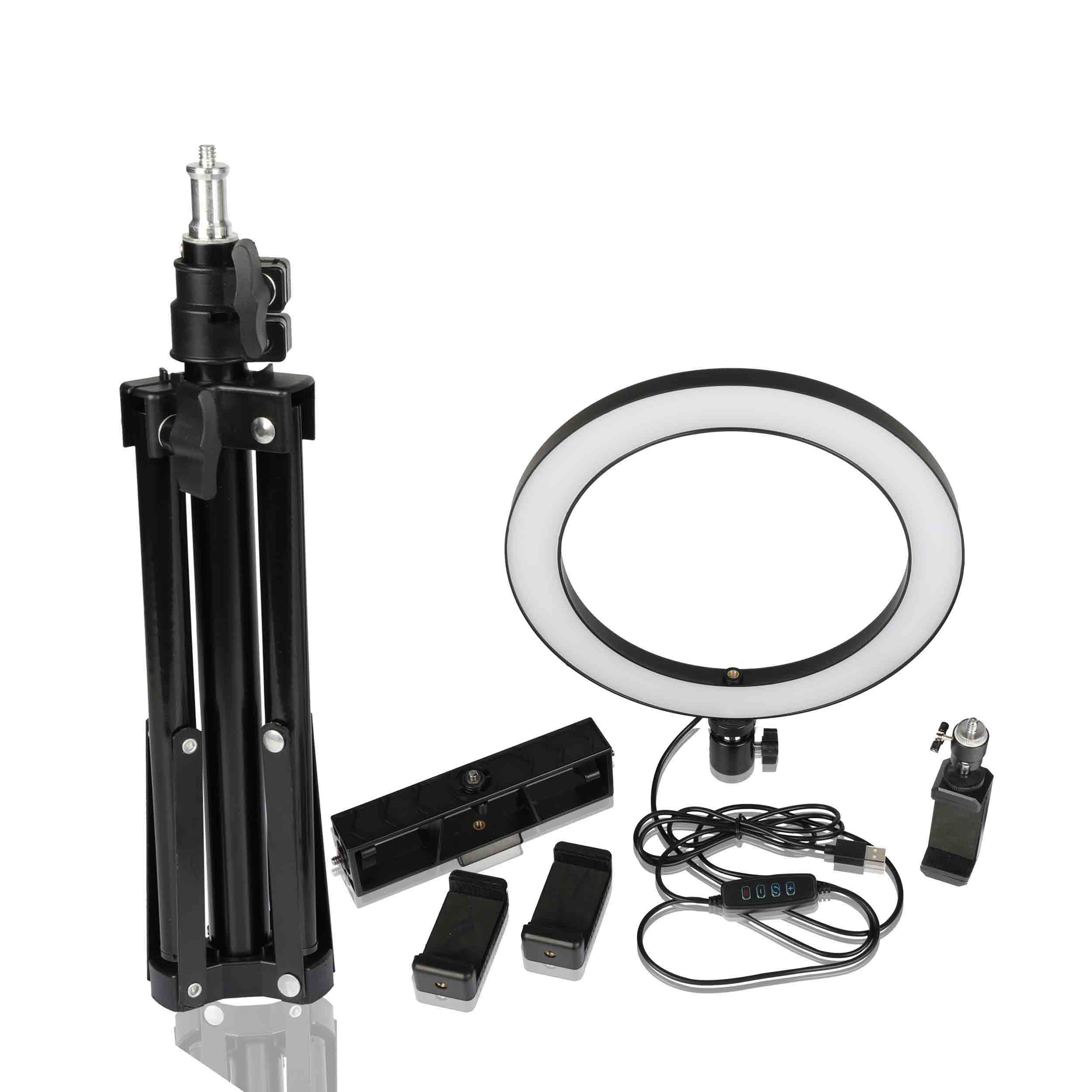 10 pouces 26cm USB LED lumière Selfie anneau lampe avec trépied support de téléphone pour iPhone 11 Pro Max maquillage photographie vidéo