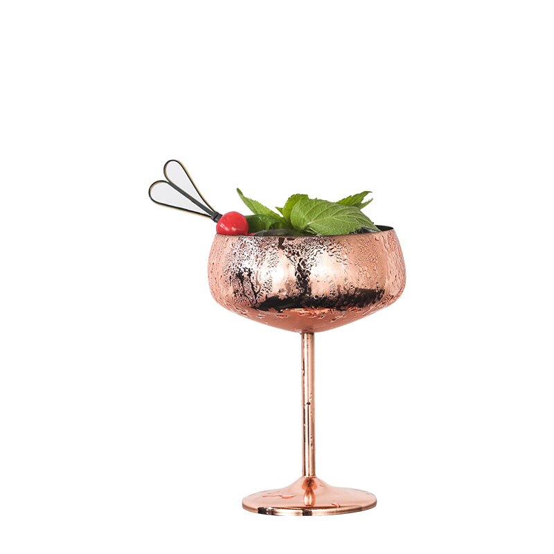 304 vinglas i rostfritt stål, helstål, champagneglas, metallgods, rosenguld, cocktailglas, martiniglas: Stor munvinkopp a