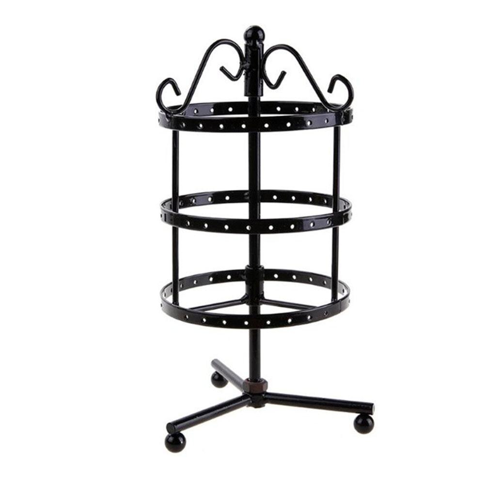 3 Tiers 72 Löcher Runde Ohrringe Display Rack Metall Rotierenden Schmuck Ständer Halter: Black