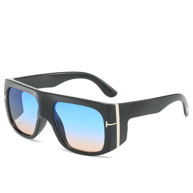 Square Sunglasses T Men Brand Large Windproof Sunglasses Goggles Retro Punk Sun Glasses Shades for Women: Black Blue tea