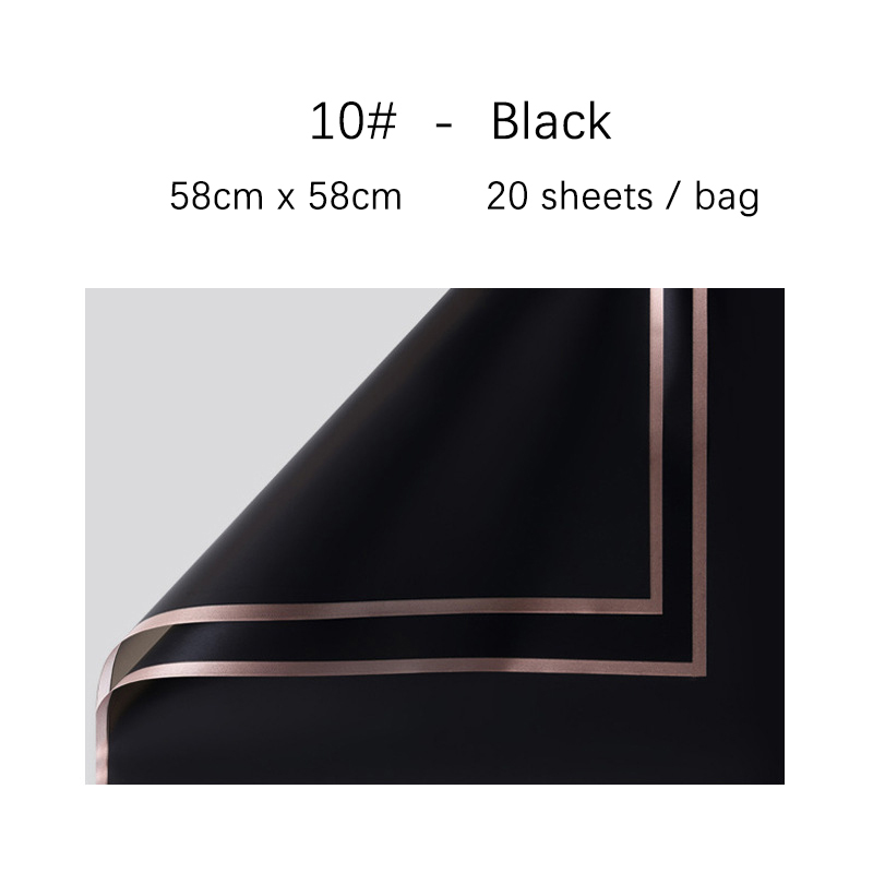 Carta per mazzo da fiorista impermeabile, carta da regalo per fiori freschi con bordo dorato, confezione regalo, artigianato fai-da-te, forniture per mazzo da fioraio: 10