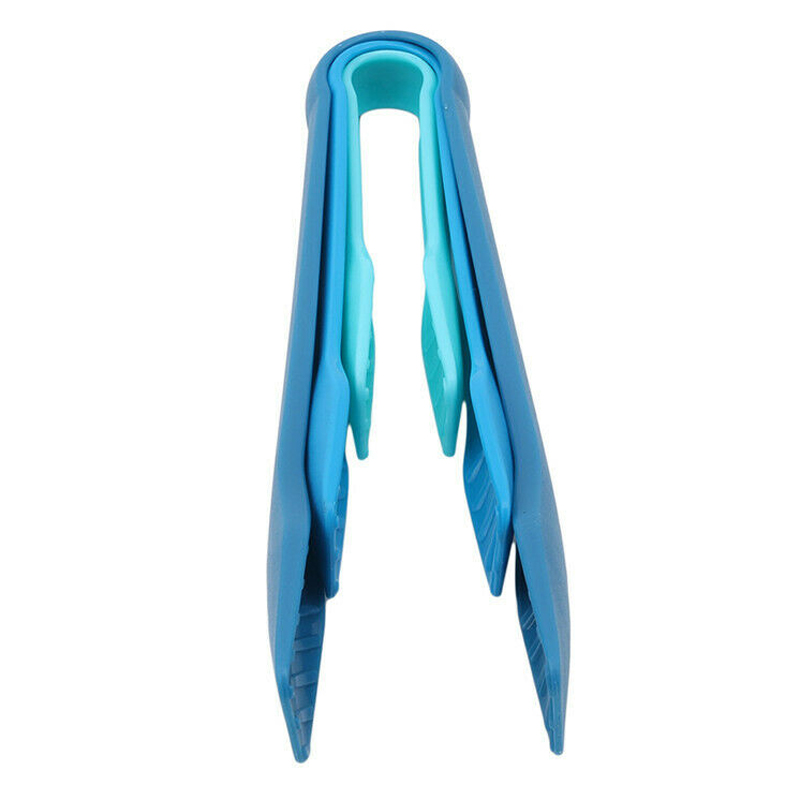 3 sztuk/zestaw robić kuchni robić jedzenia szczypce plastikowe sałatka bekon stek zacisk szczypce dzieci mini żywności szczypce robić chleba narzędzia gadżet wielokrotnego użytku S/M/L: niebieski