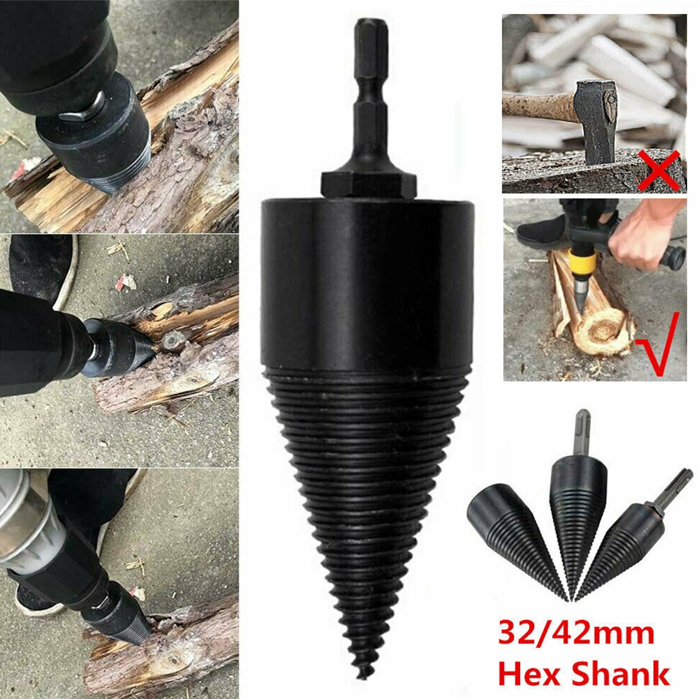 Screw Splitting Multifunction Carbon Steel Durable Cutting High Speed Hex Shank Firewood Drill Bit Wood Splitter Home Punch Tool