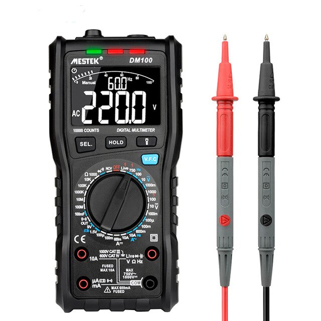 MESTEK DM100 Digital Multimeter High Speed Smart Double Core T-rms NCV Temperature multimetro Anti-burn Fuse Alarm multimeters: DM100