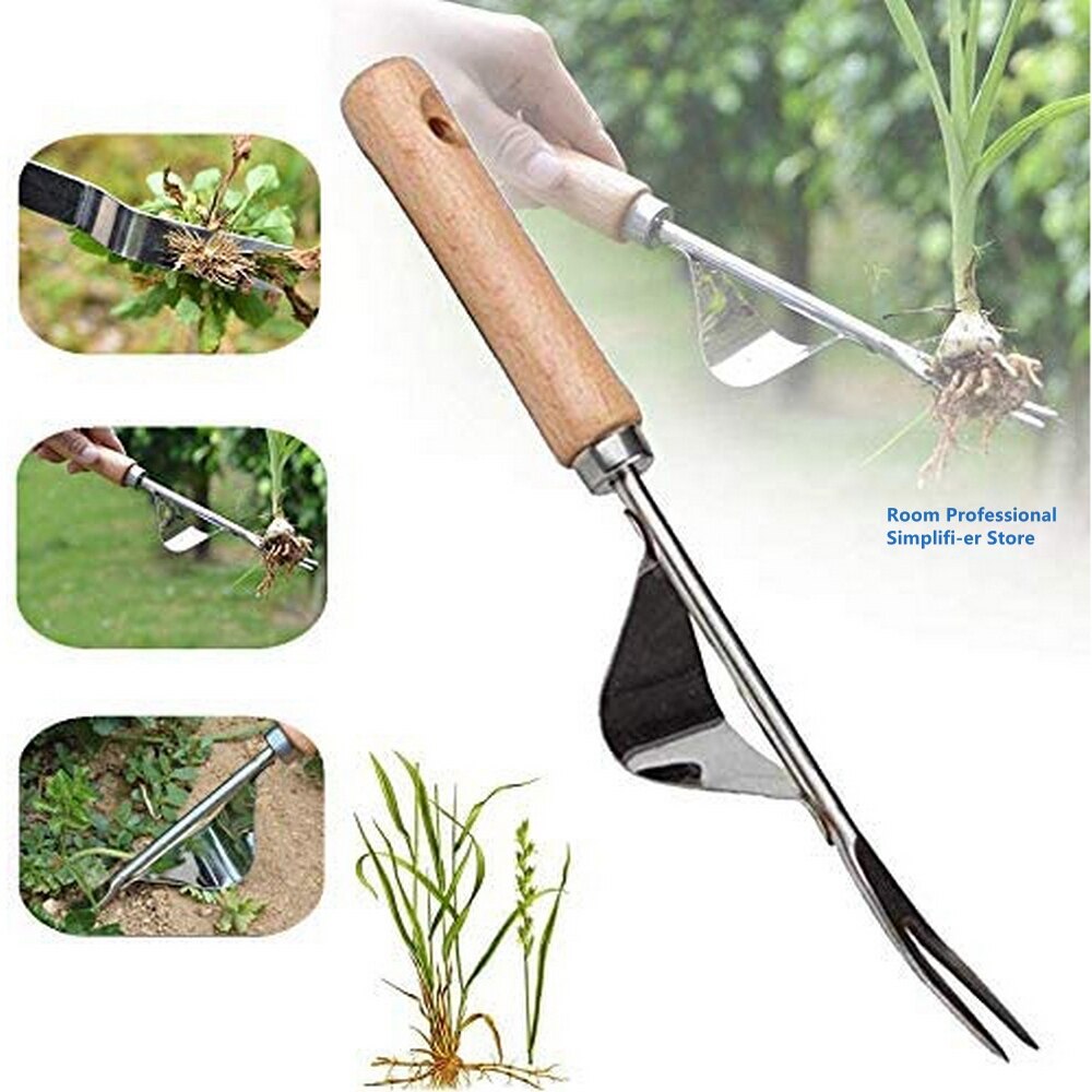 Weed Puller Heavy Duty Japanese Steel With Wood Handle, Hand Weeding